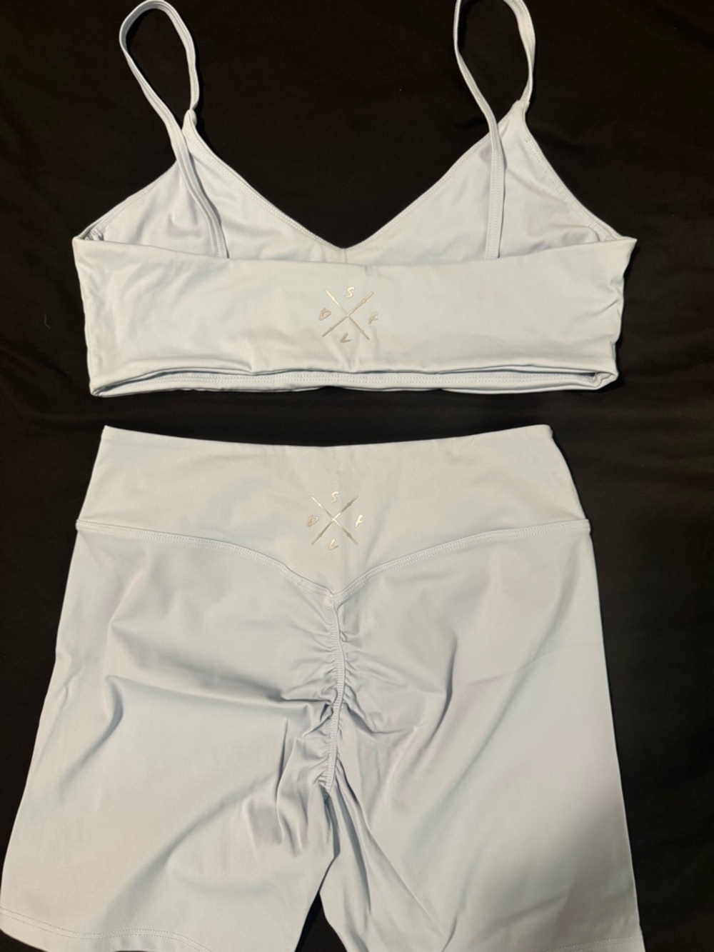 Light Blue Seamless Bralette & High-Rise Bike Shorts Set - Unbranded